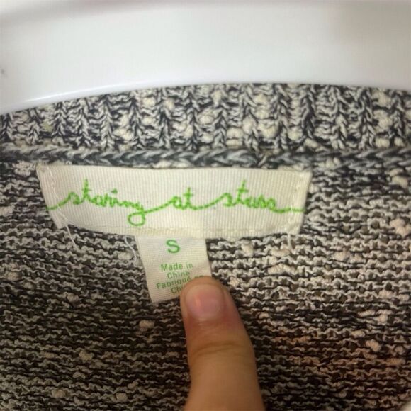 Staring At Stars Women's Cropped‎ Gray Pullover Sweater Size Small Boho Grunge - Picture 6 of 7